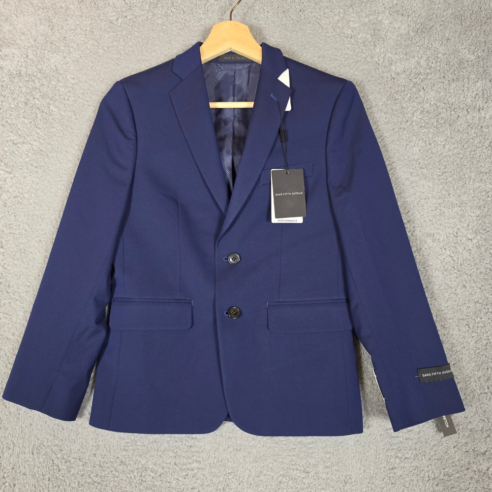 Saks Fifth Avenue Blazer Kids 12R Navy New Performance Stretch Wrinkle Resistant